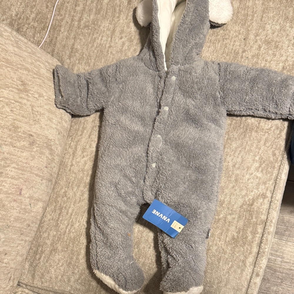 VNVNE Gray Sherpa Kids Footie